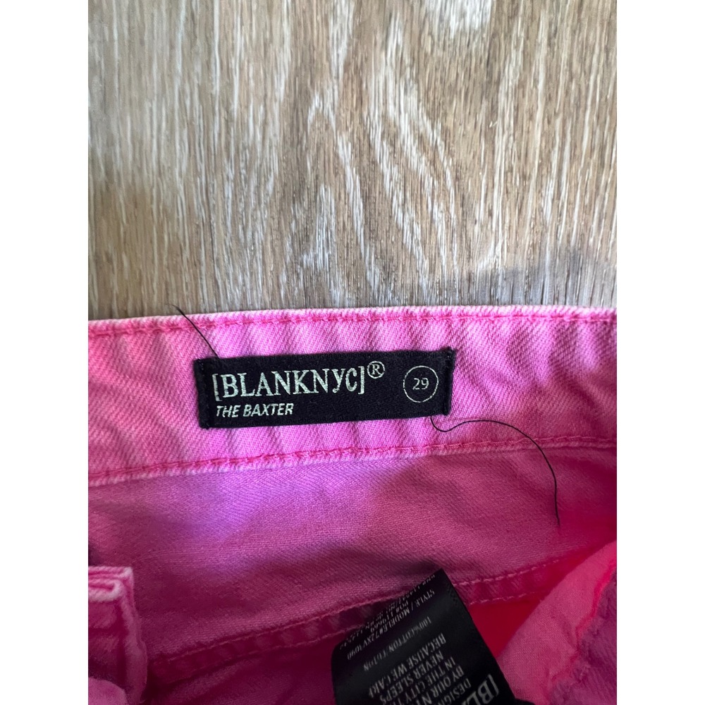 Blank NYC The Baxter Jeans Women 29 Pink High Rise Raw Hem Straight Leg - Picture 2 of 9
